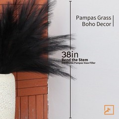 ZIFTY 7-Pcs 38″/3.1FT Black Pampas Grass Large Tall Fluffy 38in 7pcs,