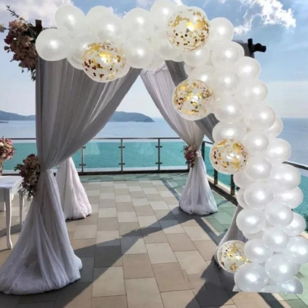 16 FT Balloon Garland Arch Kit Pearl White 100 Balloons 100 Glue Stickers