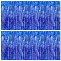 20 PCS Navy Blue Foil Fringe Curtain Backdrop 3.2×8.2 Ft Metallic Tinsel Dec