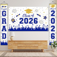 Graduation Decorations Set of 3 Large Banners Backdrop for Class of 2026 Gold