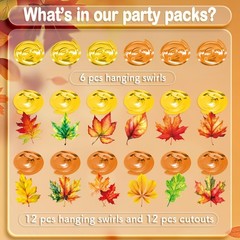 30 PCS Fall Maple Leaf Hanging Swirls Thanksgiving Ceiling Decor Streamers
