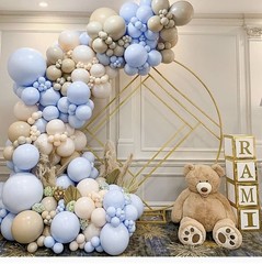 Neutral Boho Double Stuffed Balloon Garl and Kit Cream Beige Blue