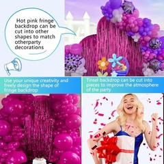 Sparkling 2 Pack Hot Pink Party Decorations Backdrop Fringe Curtain Bachelorette