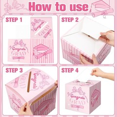 Vibrant Pink Bow Graduation Card Box – Perfect for 2026 Graduates