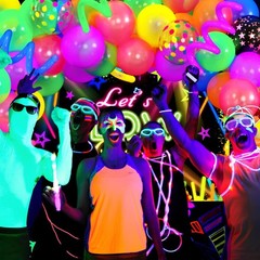 161Pcs Neon Party Decorations – Glow in the Dark Balloons, Arch Kit & Tablecloth