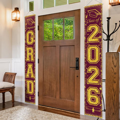 Maroon and Gold Class of 2026 Graduation Banner Graduation Porch Sign Congrats G