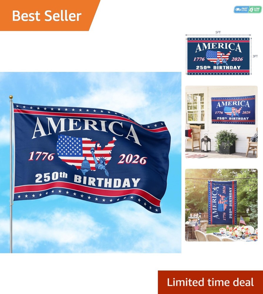 3×5 Ft Double-Sided 250th Anniversary USA Flag – Perfect for 4th of July Decor