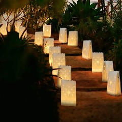 White Luminary Bags, Upgraded Moisture-Proof Candle Bags, Stars Design Lumina…