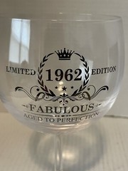 1962 Engraved Wine Glass Birthday Gift Her or Him Vintage Great Over The Hill