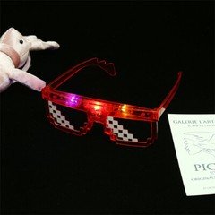 Light Up Pixel Glasses LED Party Sunglasses for Kids Assorted Color with On-Off