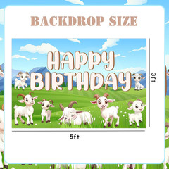Goat Birthday Decorations, Goat Theme Happy Birthday Backdrop Banner 5×3 Ft