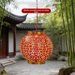 Festive Lighting Solar Lantern Iron Hanging Light Chinese Style Design