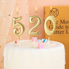 PHD CAKE 10-Count 0-9 Gold Number Birthday Candles, One Birthday,
