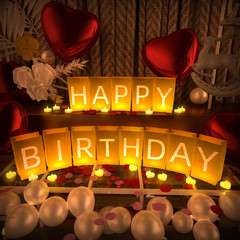 Happy Birthday Decorations, Include Light up Letters, with Tea Lights Candles, L