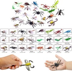 Insect Toy Figures for Kids – 24pcs, 2-4′ Fake Bugs – Spiders, Cockroaches, Scor