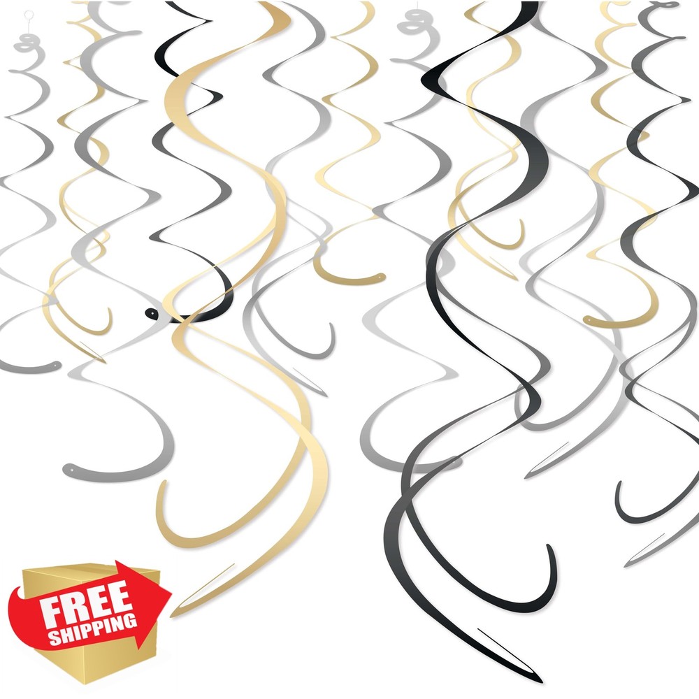 HonuGoGo Swirl Decorations Black Gold Silver