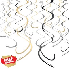 HonuGoGo Swirl Decorations Black Gold Silver