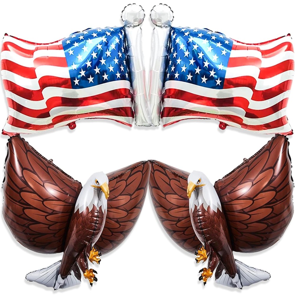 4 PCS Flag Balloons Eagles Balloon, Large 3D Eagle Balloon Patriotic Balloons…