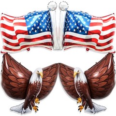 4 PCS Flag Balloons Eagles Balloon, Large 3D Eagle Balloon Patriotic Balloons…