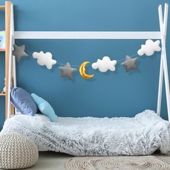 5ft 3D Felt Cloud Decorations Hanging with Moon and Stars over The Moon Baby …