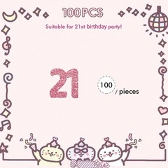 100 PCS Number 21 Confetti Pink Glitter Paper Scatter 21st Birthday Decor