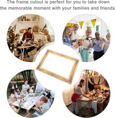 Photo Booth Props Picture Frame Decor Wedding Birthday Golden Handheld Prop