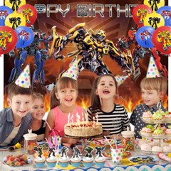 Transformers Party Supplies Birthday Plates Balloons Tablecloth Banner 5X3ft