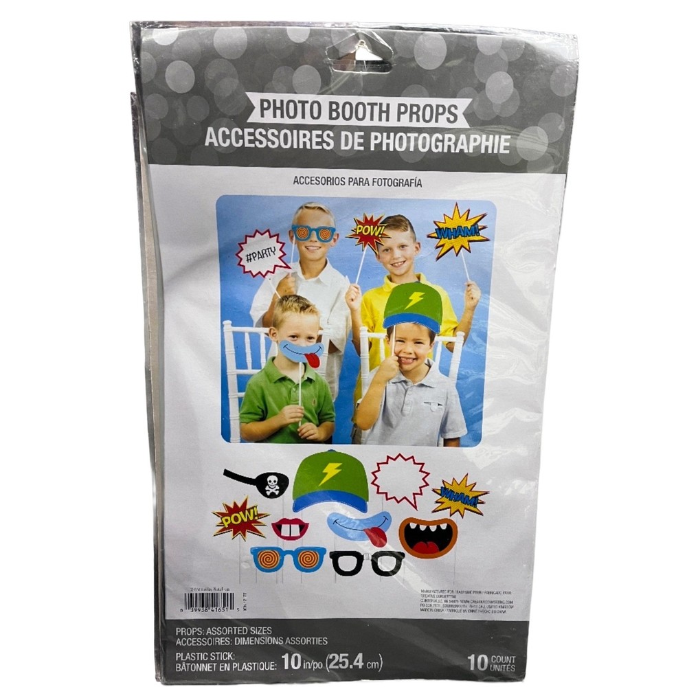 Superhero Comic Book Photo Booth Props – 10 Count Assorted Party Pack – New