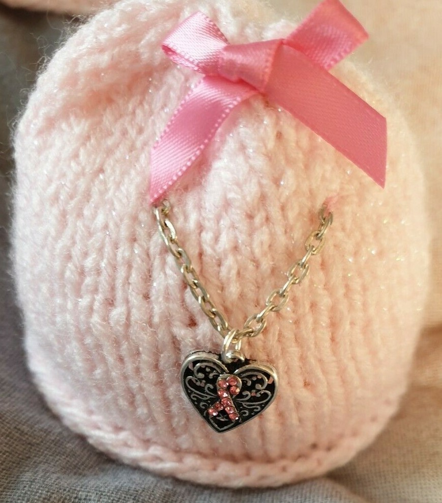 CHOCOLATE ORANGE COVER, PINK, BREAST CANCER HEART CHARM