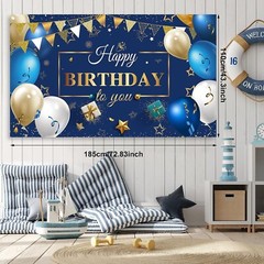 Conjunto De Decoración Para Fiesta De Cumpleaños En Tonos Azul Marino 50 PCS NEW