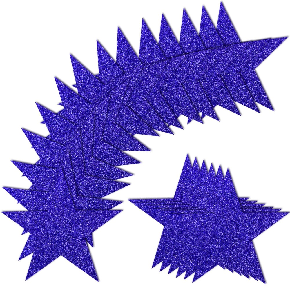 100 PCS Glitter Blue Five Star Cutouts Paper Confetti Bulletin Board