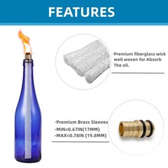 Wine Bottle Torch Kit, Long Life Torch Wicks for Tiki Torch with Brass Torch …