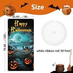 Large Halloween Door Cover Decorations 6×2.9 Ft Scary Horror Pumpkins Moon