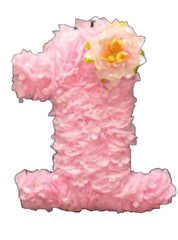 Girls First Birthday Party Decoration Princess #1 Pink Flowers Hand Made 1 Year