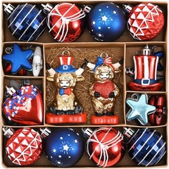 Patriotic Highland Cow Hanging Ornaments Set – 30Pcs for Independence Day Cheer