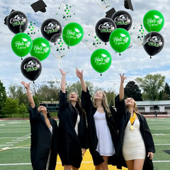 18 Pack Graduation Decorations 2026 Latex Balloons – 12 Inch Black Green Congrat