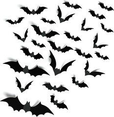 140pcs Bats Hallween Decorations Bats Wall Decor Realistic PVC 3D Black Scary…