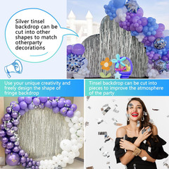 2 Pack Foil Curtain Backdrop Curtains Silver Tinsel Door Streamers Birthday Part