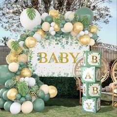 Sage Green Baby Shower Decorations 125PCS Green Balloon Arch Kit, Balloon Box…