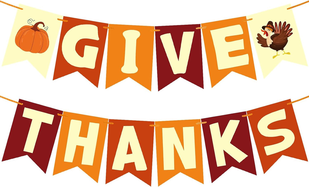 Thanksgiving Decorations – GIVE THANKS Banner, Friendsgiving Party Decorations