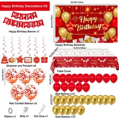 Red and Gold Decorations for Men Girls Boys, Red and Gold Party Decorations H…