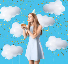6 Pcs Cloud Balloons Large Aluminum Foil Blue Edge White Clouds Party Decor for