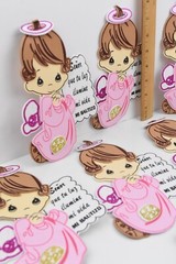10 pc Recuerdos Nina Rosa Angel Bautizo Party Favor Baptism Prayer Verse Wings
