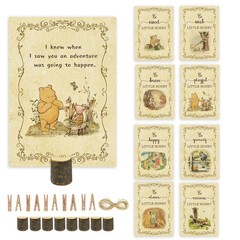 8 PCS Winnie Pooh Baby Shower Centerpiece Cards Wooden Stand Party Decor Set