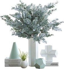 3 Pack of Artificial Eucalyptus Stem Shrub Faux Leaves Spray Grey