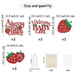 12 PCS Strawberry Baby Shower Centerpiece Sticks Berry Sweet Theme Decoration