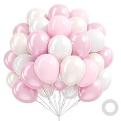 60pcs Pink and White Balloons 12inch, Pearl Pink Double Pearl Pink White