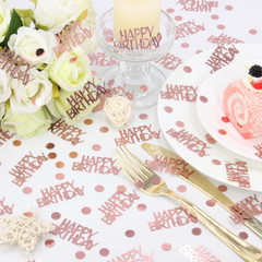 Rose Gold Birthday Confetti – 270 PCS Glitter Happy Birthday Decorations for Tab
