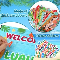 20 Pieces Party Decorations Hawaiian Party Welcome Sign Summer Tropical Luau