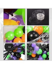 Halloween Balloon Garland Arch kit with Spider Web and 3D Bat Sticker